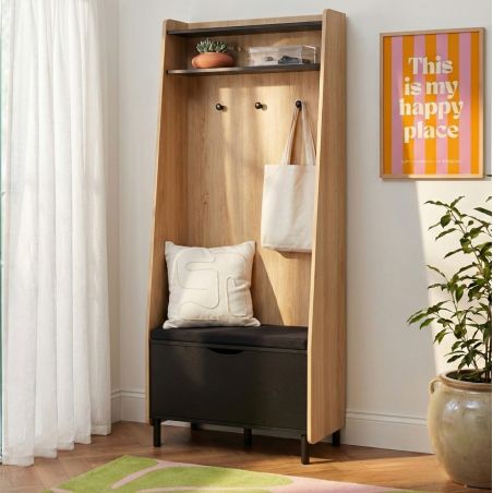 Vestiaire JAPENDI effet chêne et gris anthracite h185cm