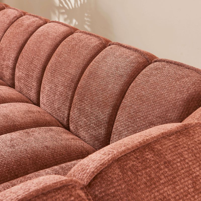 Ensemble canapés droits fixes 3+2 MATILDA tissu chenille rouge brique