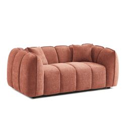 Ensemble canapés droits fixes 3+2 MATILDA tissu chenille rouge brique