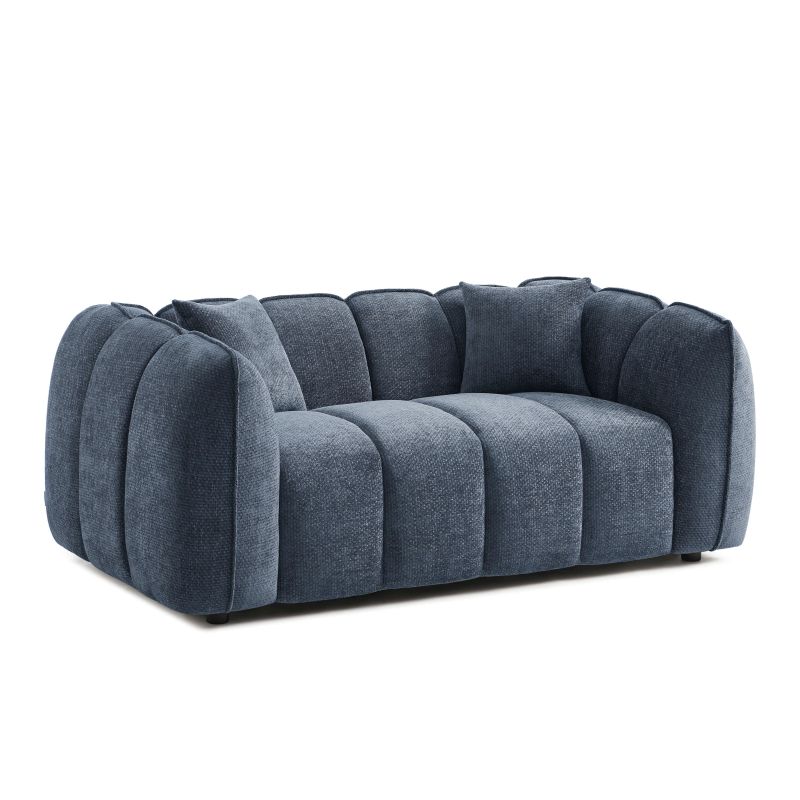 Ensemble canapés droits fixes 3+2 MATILDA tissu chenille bleu