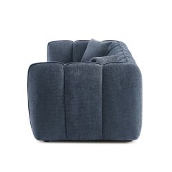 Canapé droit MATILDA 3 places tissu chenille bleu