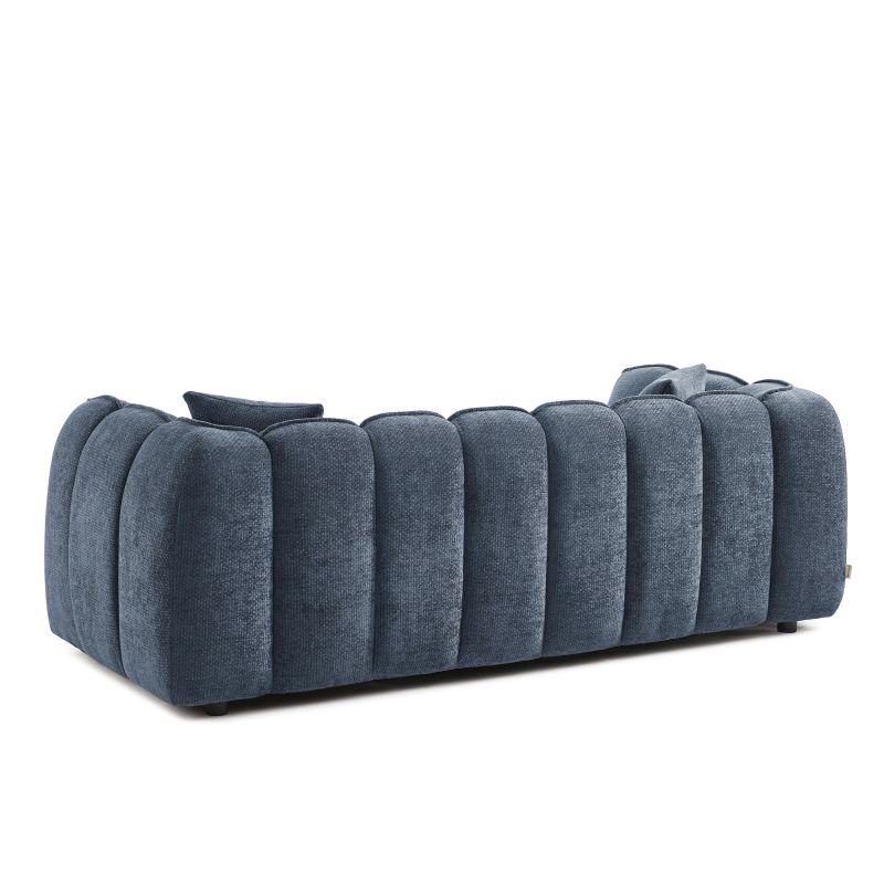 Canapé droit MATILDA 3 places tissu chenille bleu