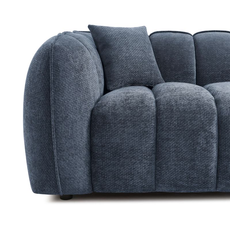 Canapé droit MATILDA 3 places tissu chenille bleu