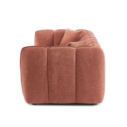 Canapé droit MATILDA 3 places tissu chenille rouge brique