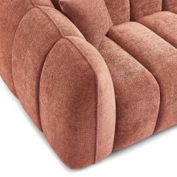 Canapé droit MATILDA 3 places tissu chenille rouge brique