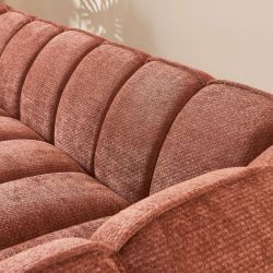 Canapé droit MATILDA 3 places tissu chenille rouge brique