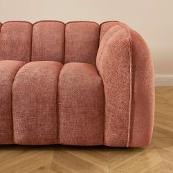 Canapé droit MATILDA 3 places tissu chenille rouge brique