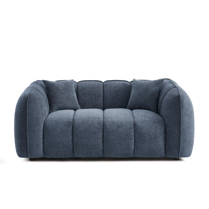 Canapé droit MATILDA 2 places tissu chenille bleu