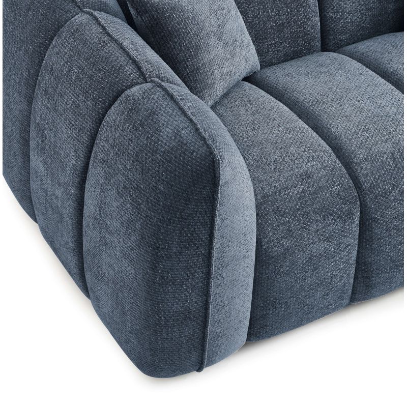 Canapé droit MATILDA 2 places tissu chenille bleu