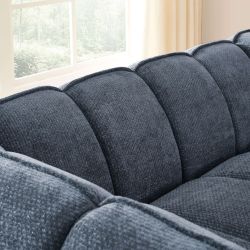 Canapé droit MATILDA 2 places tissu chenille bleu