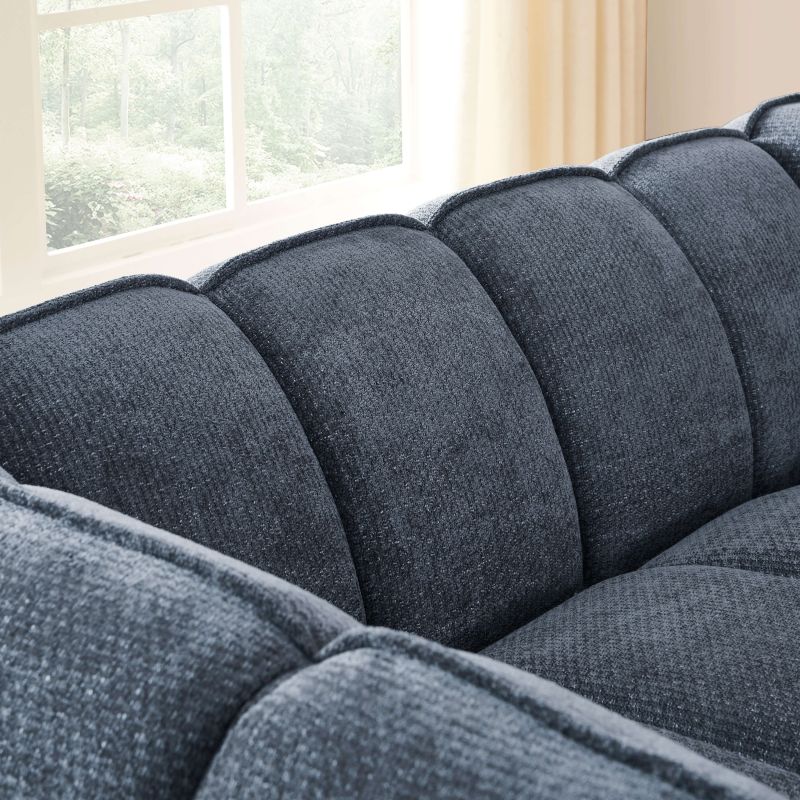 Canapé droit MATILDA 2 places tissu chenille bleu