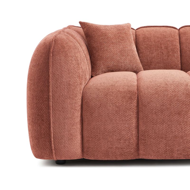 Canapé droit MATILDA 2 places tissu chenille rouge brique