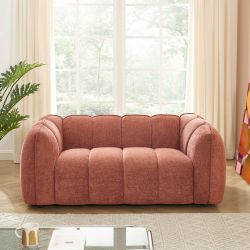 Canapé droit MATILDA 2 places tissu chenille rouge brique