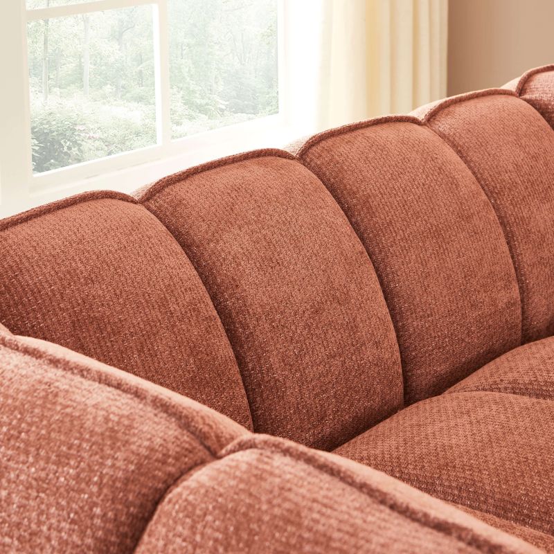 Canapé droit MATILDA 2 places tissu chenille rouge brique