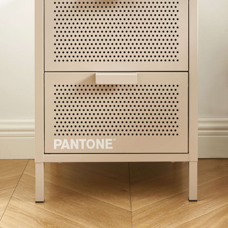 Table de chevet PANTONEmétal taupe double tiroirs 40cm