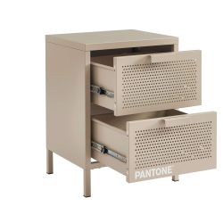 Table de chevet PANTONEmétal taupe double tiroirs 40cm