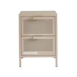 Table de chevet PANTONEmétal taupe double tiroirs 40cm