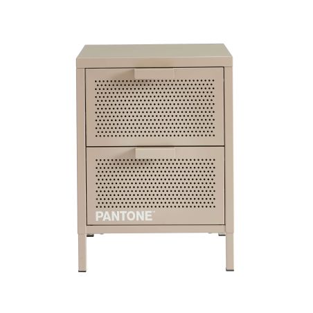 Table de chevet PANTONEmétal taupe double tiroirs 40cm