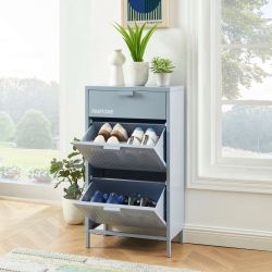 Meuble à chaussures PANTONE métal gris bleu 55cm