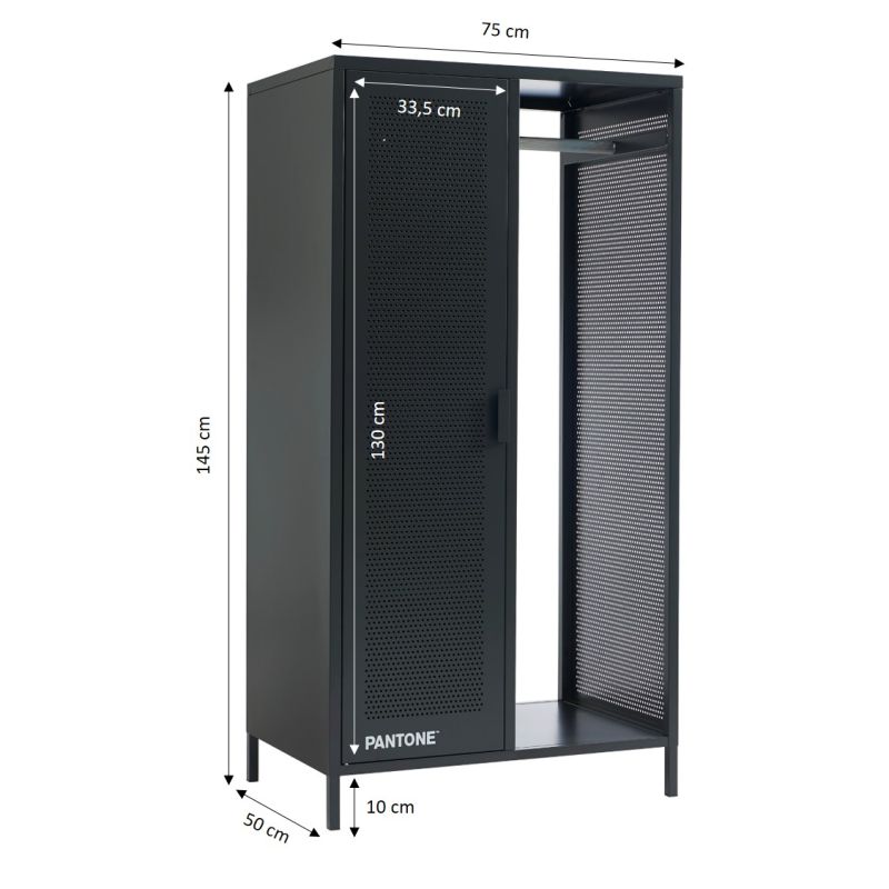 Vestiaire PANTONE métal gris anthracite avec penderie h145cm