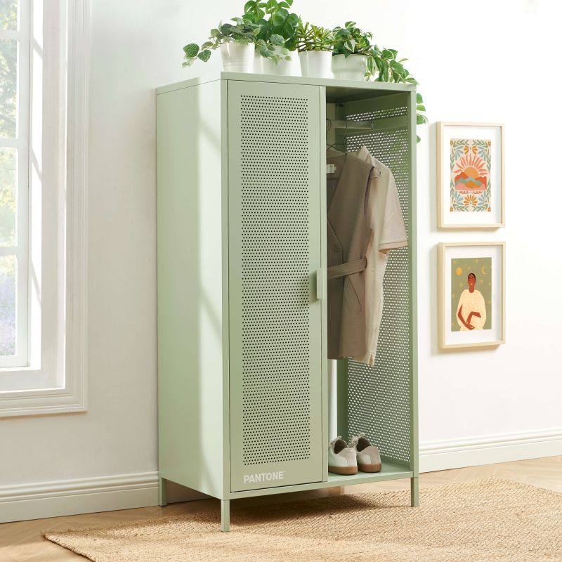 Vestiaire PANTONE métal vert amande avec penderie h145cm