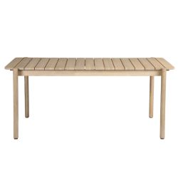 Ensemble repas table SAMOA 180 cm et lot de 6 chaises NOA tissu bouclette beige