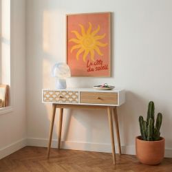 Console UTAHblanc et effet chêne 2 tiroirs 80cm