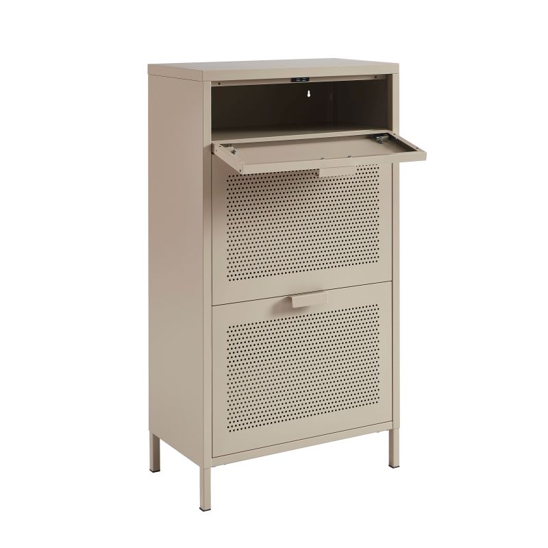 Meuble à chaussures PANTONE métal taupe 55cm