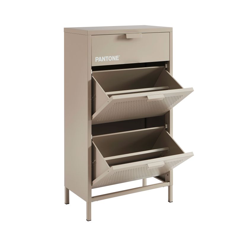 Meuble à chaussures PANTONE métal taupe 55cm