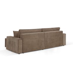 Canapé d'angle convertible et réversible ZOLA 4 places velours côtelé taupe