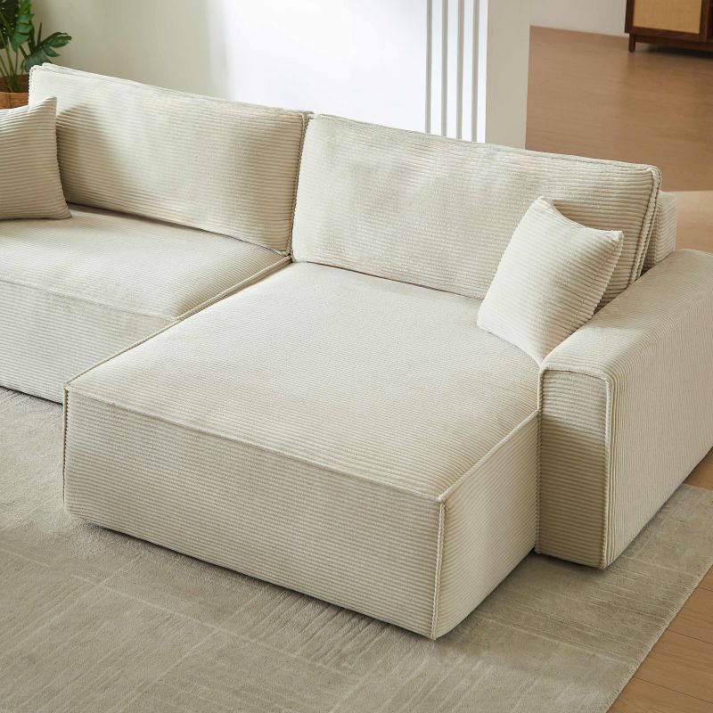 Canapé d'angle convertible et réversible ZOLA 4 places velours côtelé beige