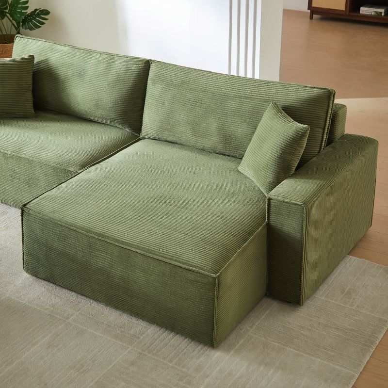 Canapé d'angle convertible et réversible ZOLA 4 places velours côtelé vert