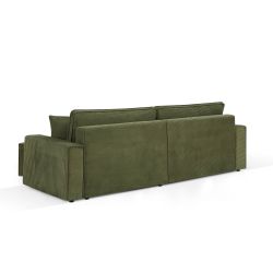 Canapé d'angle convertible et réversible ZOLA 4 places velours côtelé vert