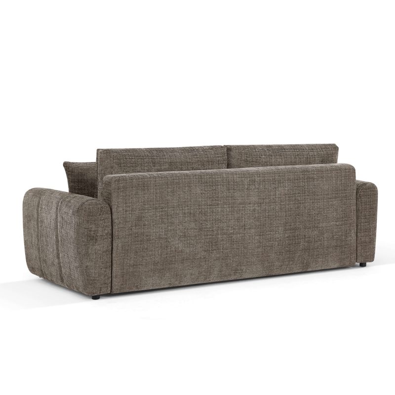 Canapé droit convertible JONEA 3 places tissu texturé marron
