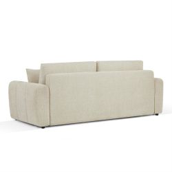 Canapé droit convertible JONEA 3 places tissu texturé beige