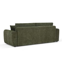 Canapé droit convertible JONEA 3 places tissu texturé vert