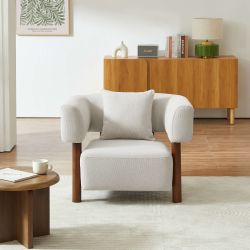 Fauteuil fixe BRAZZA 1 place tissu beige