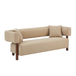 Canapé droit fixe BRAZZA 3 places tissu beige sable