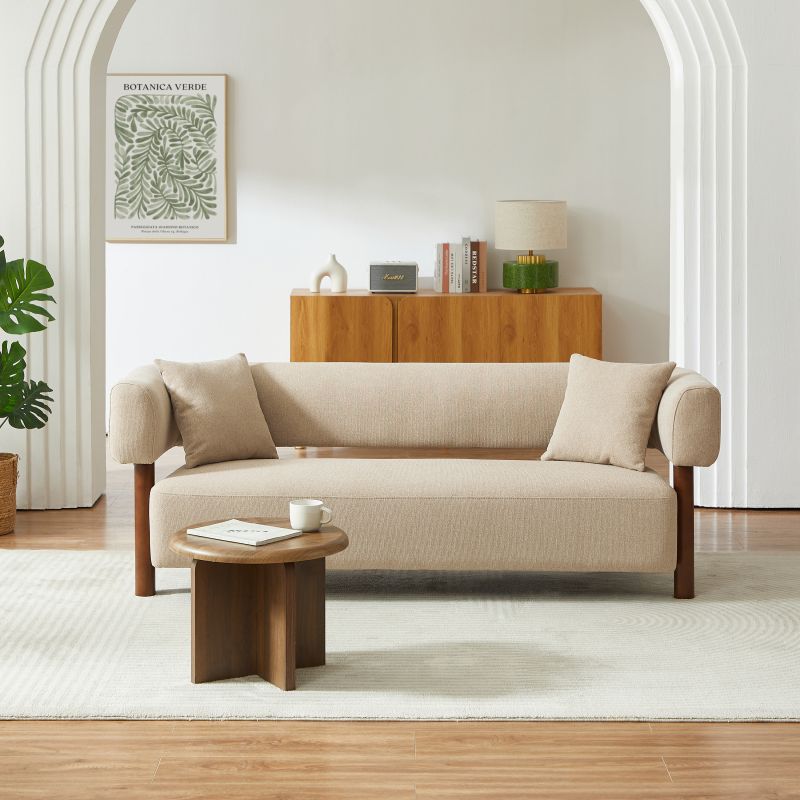 Canapé droit fixe BRAZZA 3 places tissu beige sable