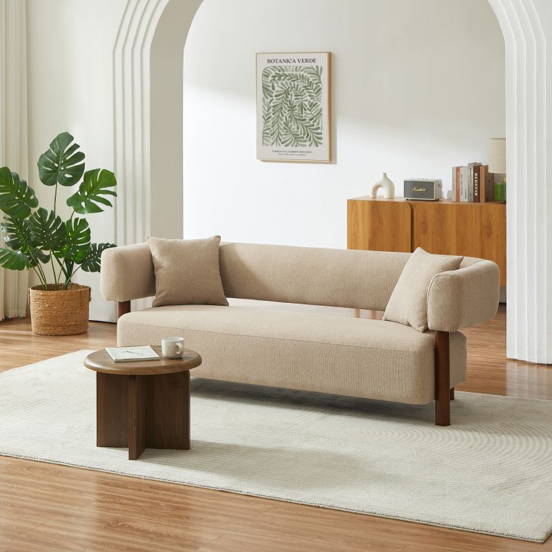 Canapé droit fixe BRAZZA 3 places tissu beige sable