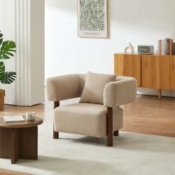 Fauteuil fixe BRAZZA 1 place tissu beige sable