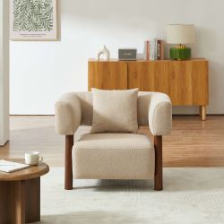 Fauteuil fixe BRAZZA 1 place tissu beige sable