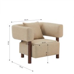 Fauteuil fixe BRAZZA 1 place tissu beige sable
