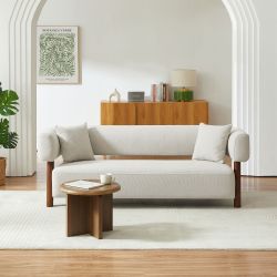 Canapé droit fixe BRAZZA 3 places tissu beige