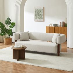 Canapé droit fixe BRAZZA 3 places tissu beige