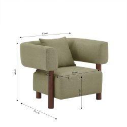 Fauteuil fixe BRAZZA 1 place tissu kaki