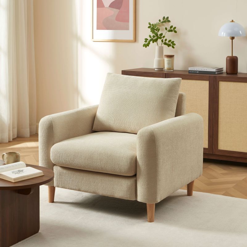 Fauteuil fixe CALIBA 1 place tissu chenille taupe
