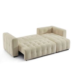 Canapé d'angle convertible et réversible LEVIA 4 places tissu taupe