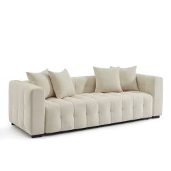 Canapé droit convertible LEVIA 3 places tissu beige