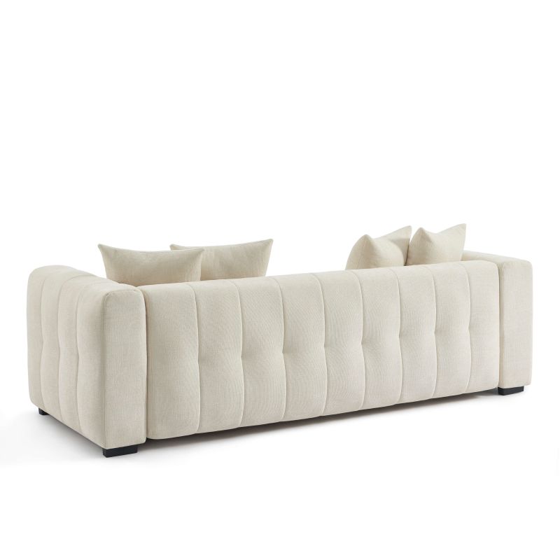 Canapé droit convertible LEVIA 3 places tissu beige